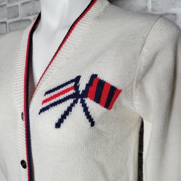 Vintage Varsity Cross Flag Cardigan by Catalina, size Medium - Picture 2 of 8